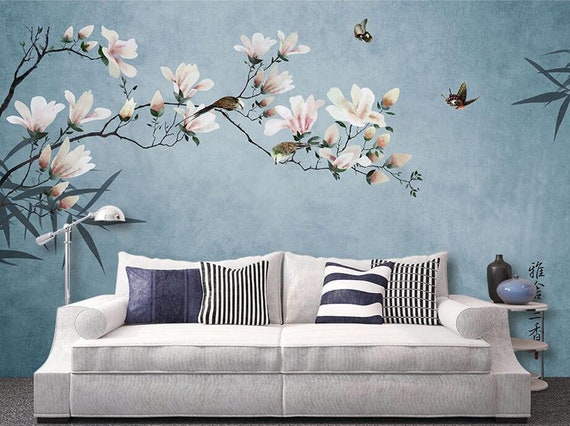 Adesivi Per Porte 3D Per Porte Interne Farfalla Bianca Fiore Blu 90 X 210 Cm Vinile Rimovibile Autoadesivo Porta Poster Carta Da Parati Decalcomanie Murali Per Camera Da Letto Ufficio Bagno Camera De