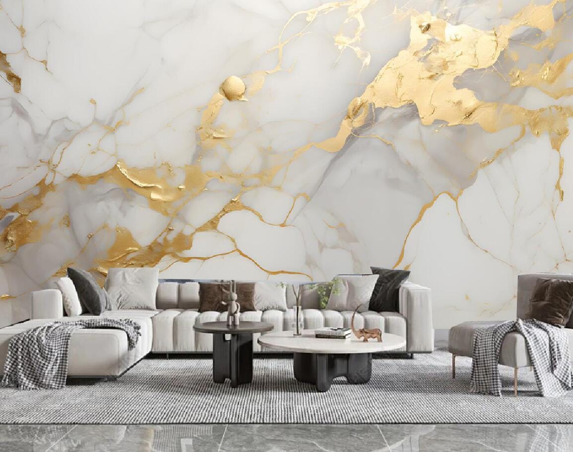 GIVLWF Papier Peint Marbré Doré, Papier Peint à Décoller Et Coller