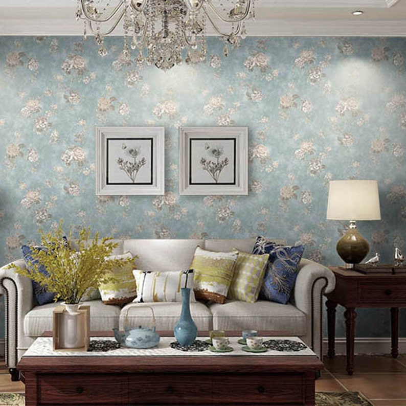 20.8x393.7 Inches 0.53Wx10L Meters Wallpaper Vintage Garden Non-woven Wallpaper Nostalgic Small Floral European Style Wallpaper