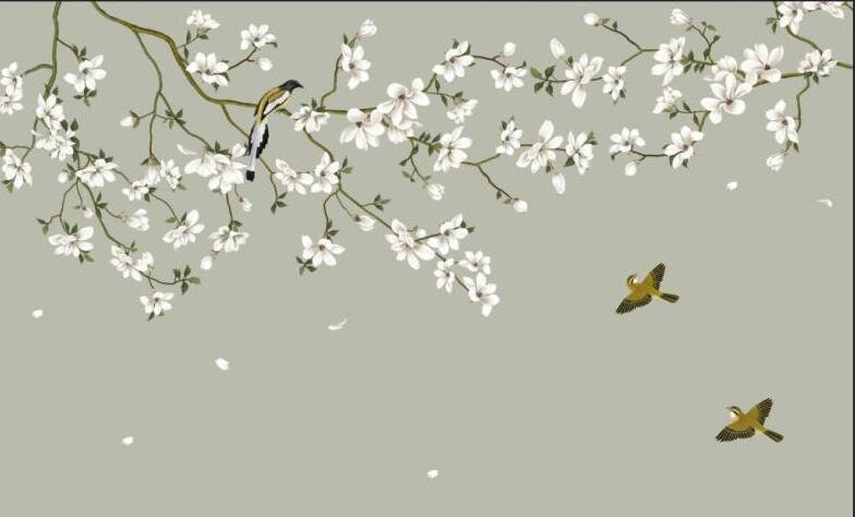 Fine Brushwork Magnolia Flowers and Flowers Chinoiserie | Etsy UK