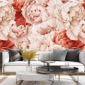 Watercolor Peonies Floral Wallpaper: Summer Wall Mural