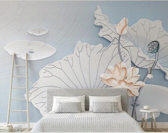 Abstrakte Lotus Blumen Blumen Wallpaper Wandbild Wand-Dekor