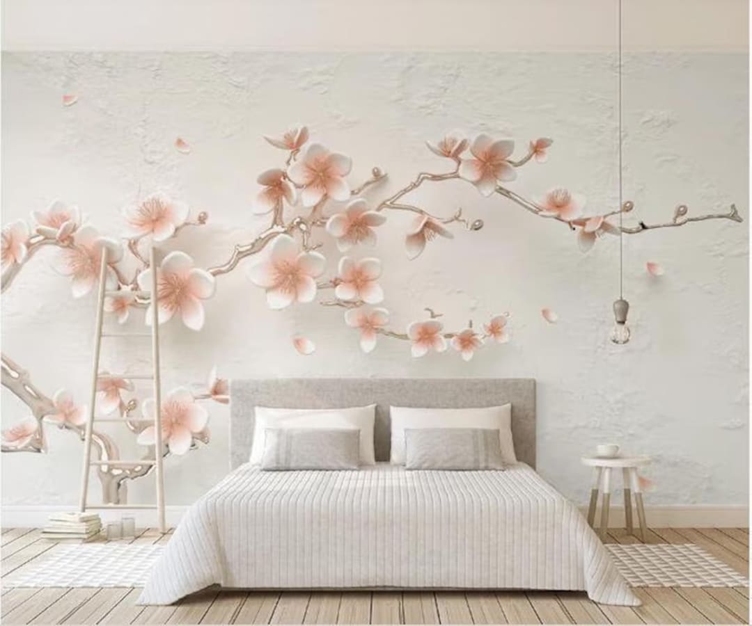 3D Cherry Blossom Wallpaper Mural: Floral Wall Decor - Etsy