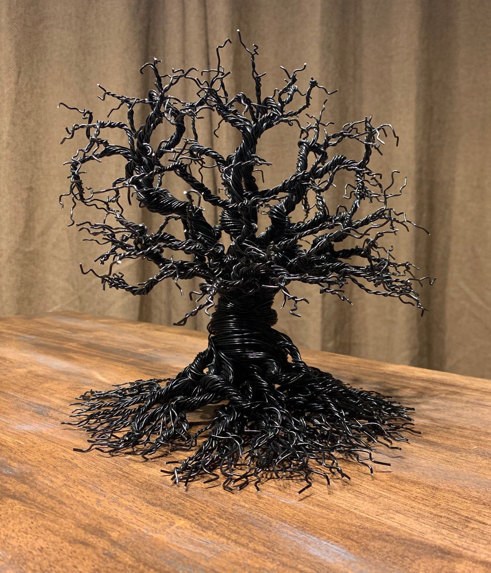 Black Wire Tree Sculpture Tree Art Twisted Tree Decor Etsy