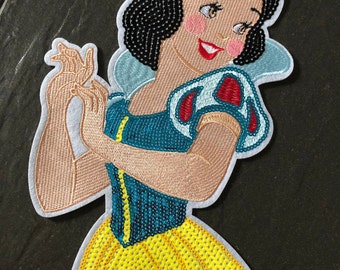 Pailletten Patch Aufnäher auch für die Schultüte Schneewittchen Prinzessin auch zum aufbügeln