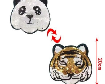 Sequins Patch Patch Tiger - Panda Bear Panda Reversible Sequins
