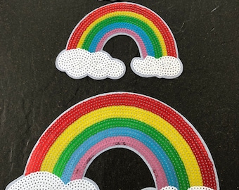 Pailletten Patch Aufnäher Regenbogen verschiede Größe und Modelle