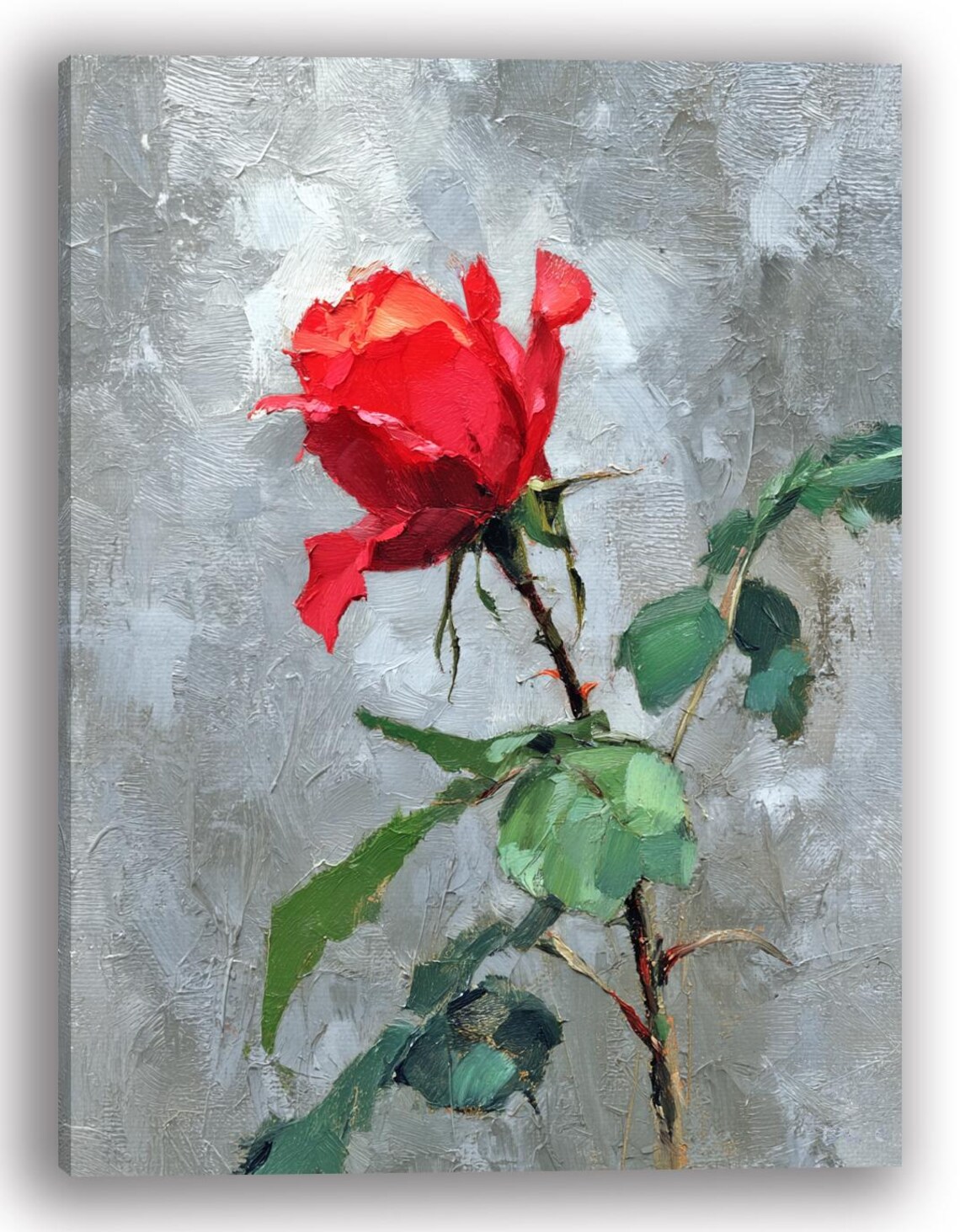Original Red Rose Oil Painting: Textured Floral Canvas Wall Art - Etsy