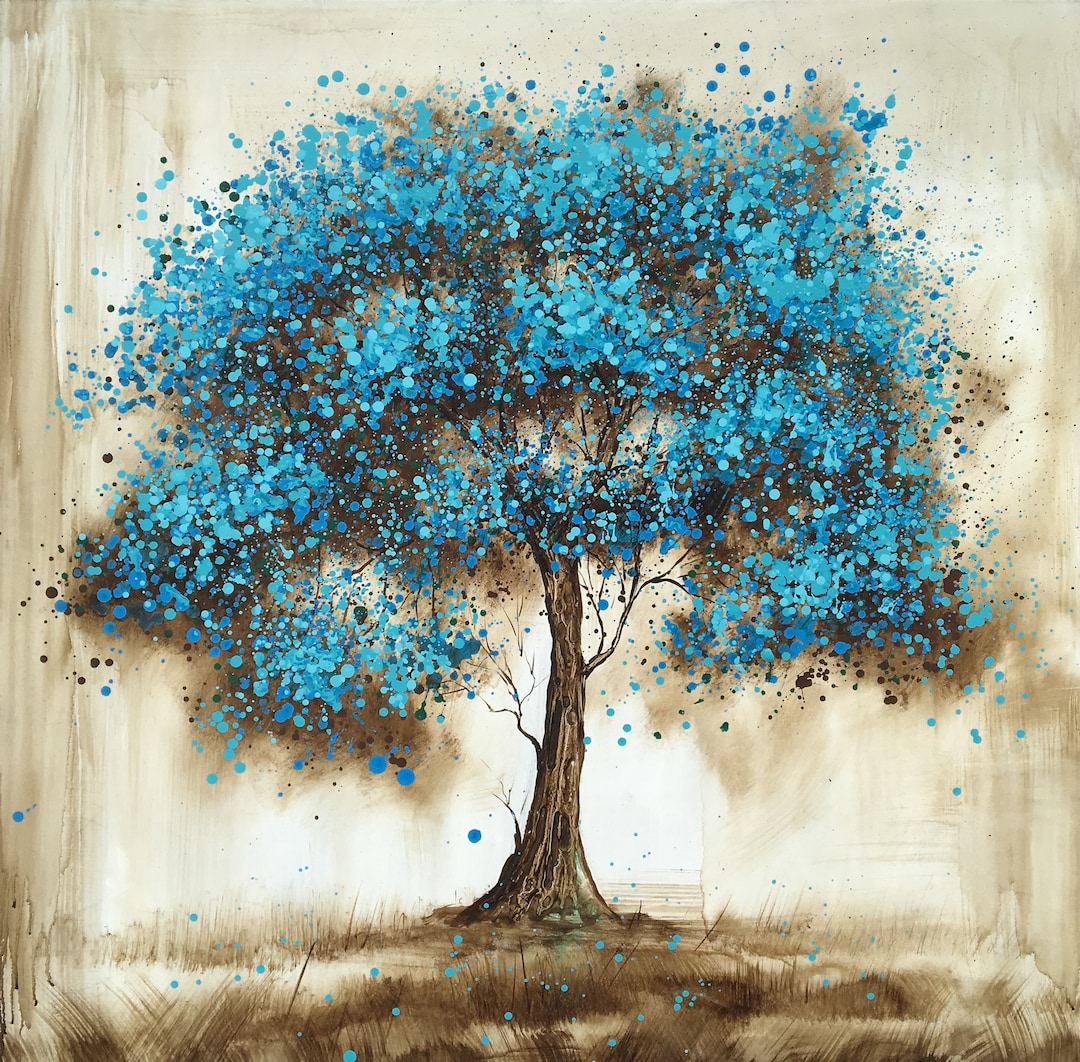 Hand-painted 'blue Tree' Oil Painting on Canvas - Etsy