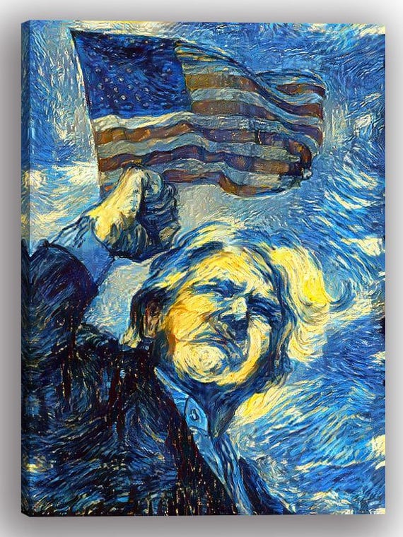 【Ameri】PAINTED TEXTURE ART TOP Patriotic Triumph: Origianl Abstract American Flag Hand-painted
