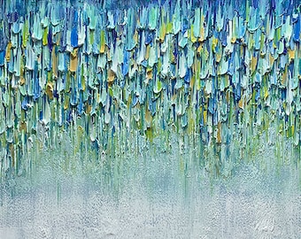 Handgeschilderde abstracte kunst &quot;Kleurrijke waterval&quot; 3D-textuur olieverfschilderij, muurkunst woondecoratie voor woonkamer, slaapkamer of kantoor