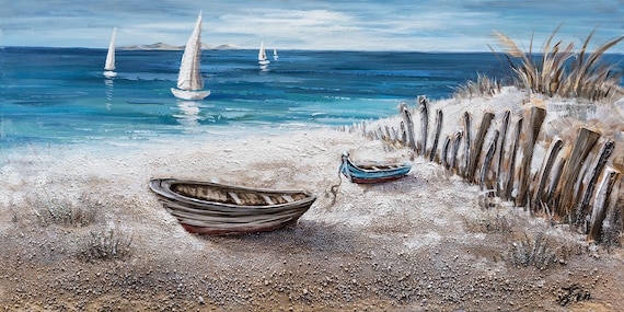 LZRNWP 5 Pezzi Stampa Artistica da Parete Poster olio Tela barca a vela del mare grigio Quadro Modulare su Tela Foto Arte Parete Parete Decorativi Dipinti per Soggiorno Stanza da letto Bagno