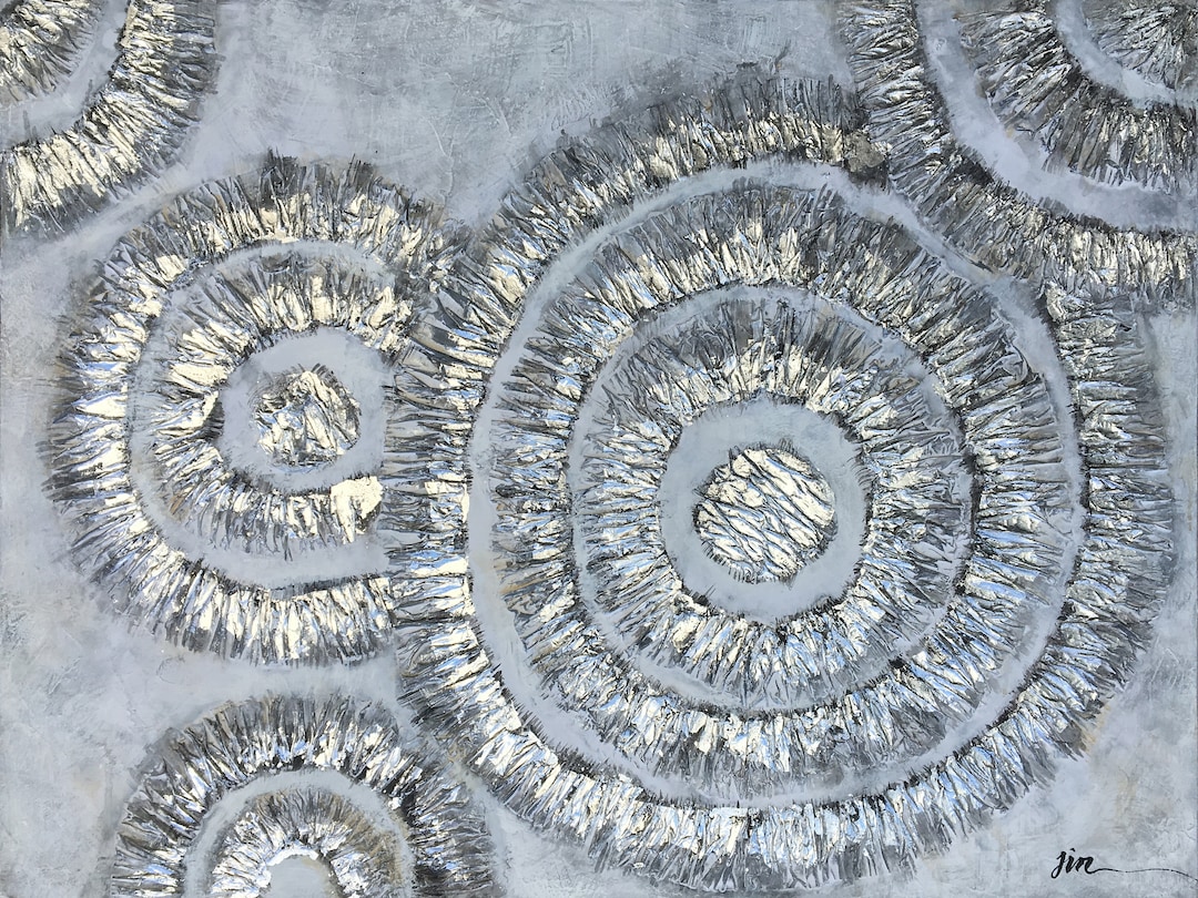 Hand Painted Original Art silver Brilliance Canvas Wall Art for Living