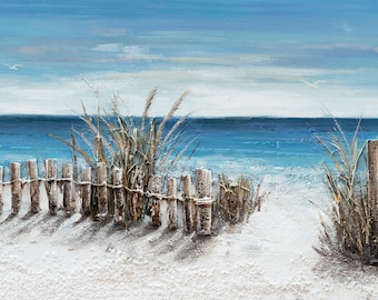 Hand Painted Art "Pathway to the Beach" painting original wall art for living room, bedroom, office, entryway - Wrapped Canvas Painting