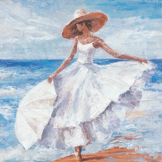 Original Art girl Dancing by the Sea is Drawing a Captivating Hand painted on Canvas Painting Undone Now Available for Pre order Etsy Canada