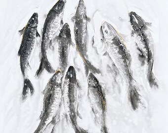 Original art  "Aquatic Symphony" - A Captivating Hand-Painted Modern Artwork for Discerning Collectors