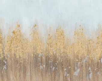 Hand Painted Gold Grove Trees Oil Painting - Abstract Landscape Art
