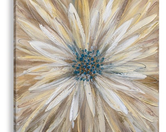 Original Hand Painted Abstract Flower Canvas wall Art - A Stunning Addition for Home Decor