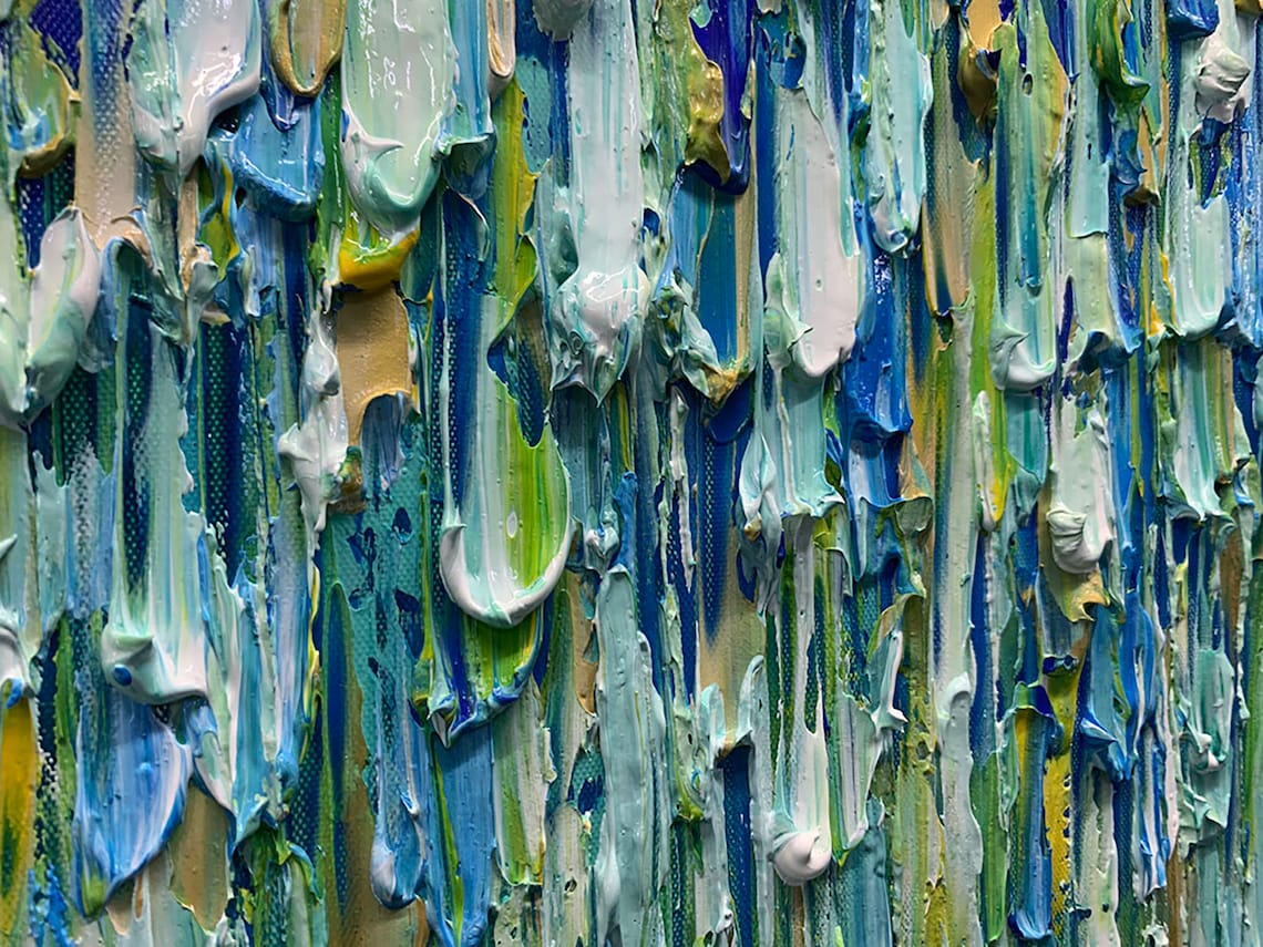 Handpainted Abstract Art colorful Waterfall 3D Etsy