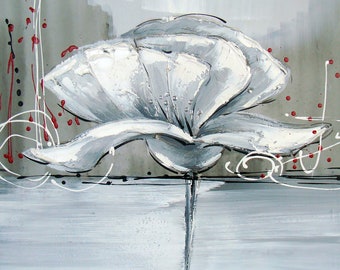 Hand-Painted Abstract Flower Oil Painting: 24x24 Canvas Wall Art