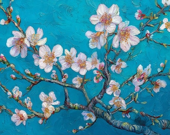 アーモンドの花が咲いた枝 - ヴィンセント・ヴァン・ゴッホの手描きの