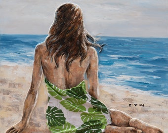 Woman on Beach Canvas Print: Gallery Wall Art