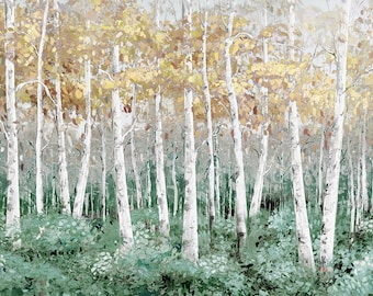 Original Art "Golden Woods in Autumn" Hand-painted painting Home Decor - Wrapped Canvas Painting