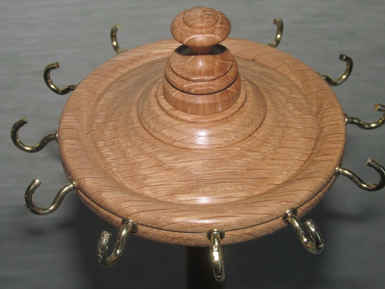 Wooden Necklace Stand in Dark Oak Light Oak or Mahogany Holder Hanger Display Tree