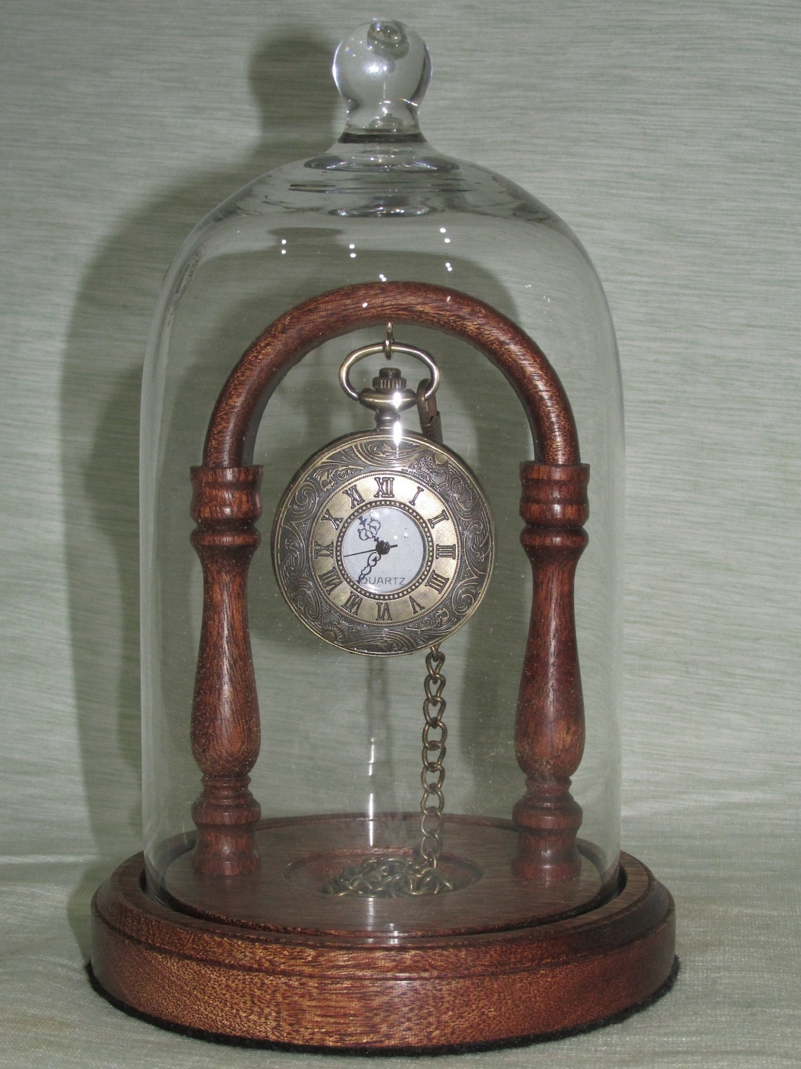 Pocket Watch Glass Display Dome Stand in Light Oak Dark Oak Etsy