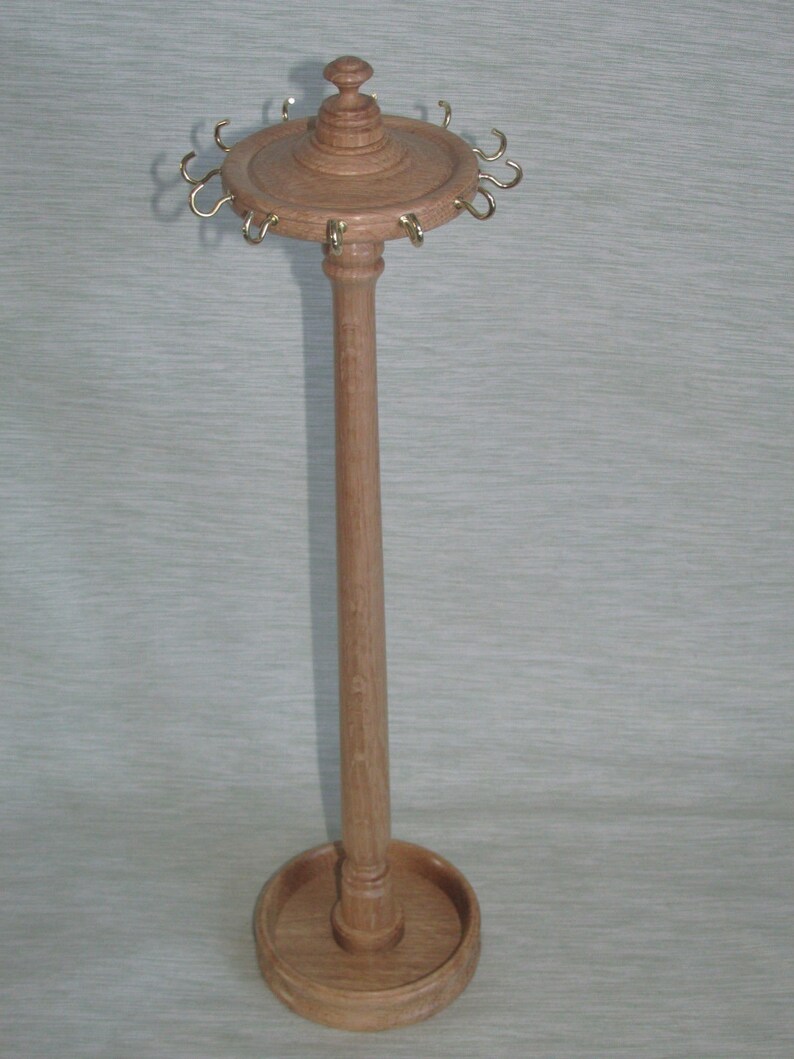 Wooden Necklace Stand in Dark Oak Light Oak or Mahogany Holder Hanger Display Tree