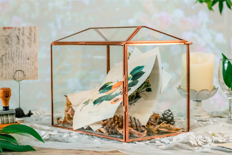 Standard & Large Geometric Glass Card Box Terrarium With Slot Etsy