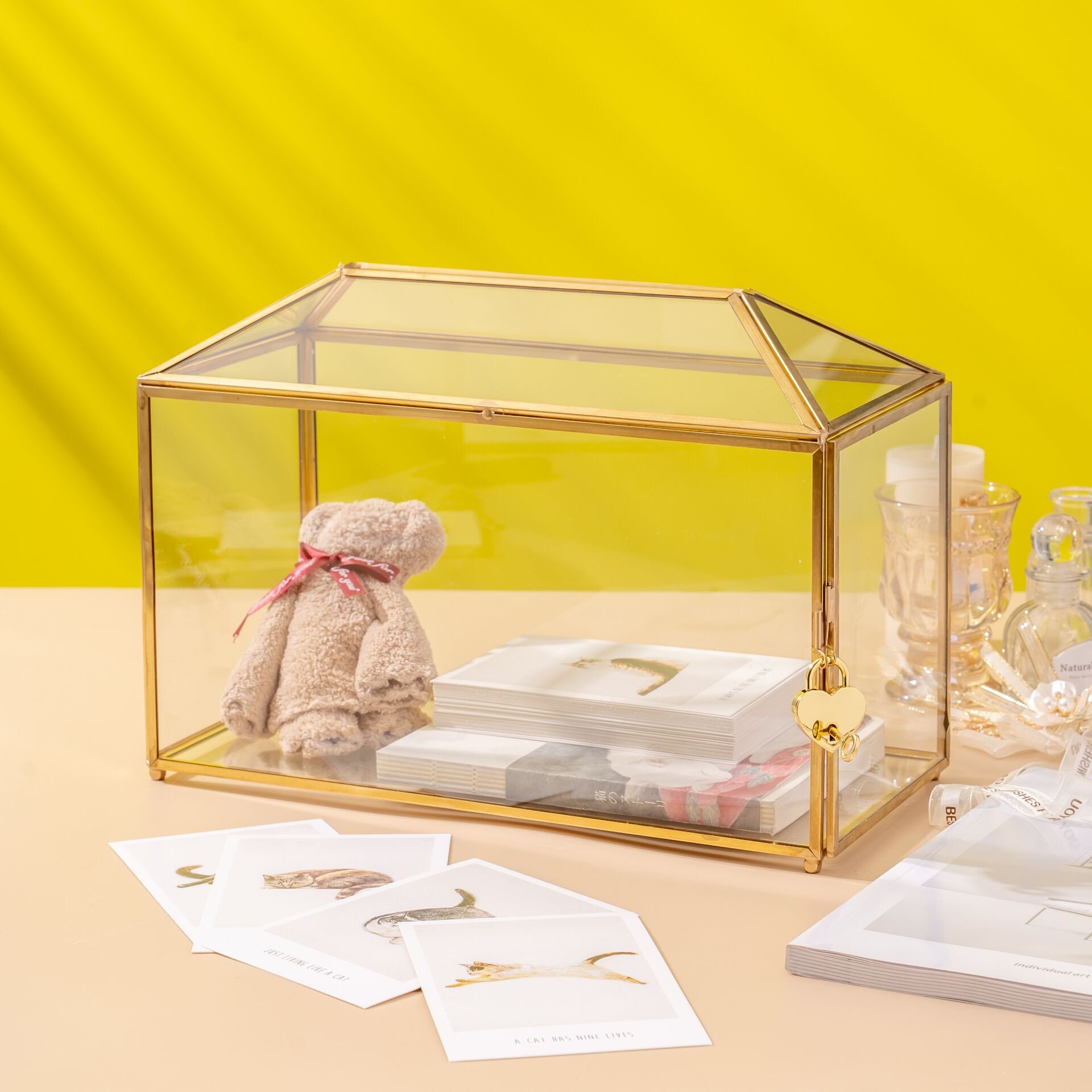 Standard Large Geometric Glass Card Box Terrarium with Slot Etsy