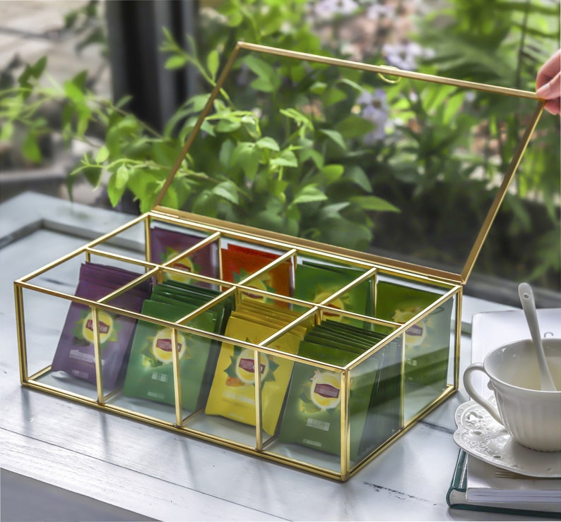 NCYP Glass Terrarium Box Tea Coffee Bag Storage Organizer Etsy