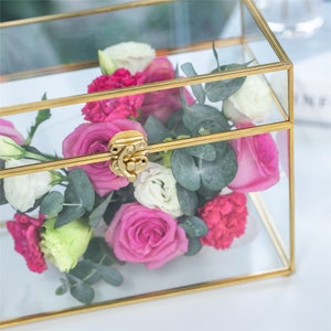 Large Foot Rectangle Geometric Glass Card Box Keepsake Recipe Reception Card Envelope Holder Display Gift Card Box with Swing Lid Latch image 5