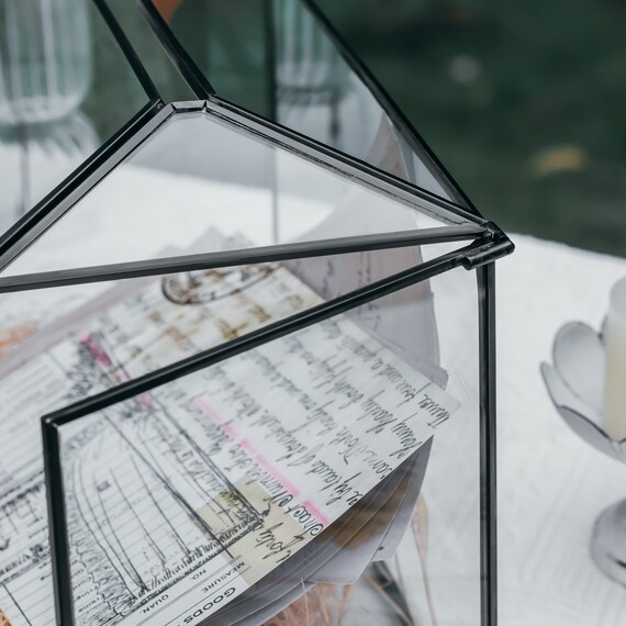 Large Geometric Glass Card Box Terrarium with Slot and Heart Lock,Foot,Handmade  for Wedding Receiption, Wishwell,Keepsake Center - AliExpress