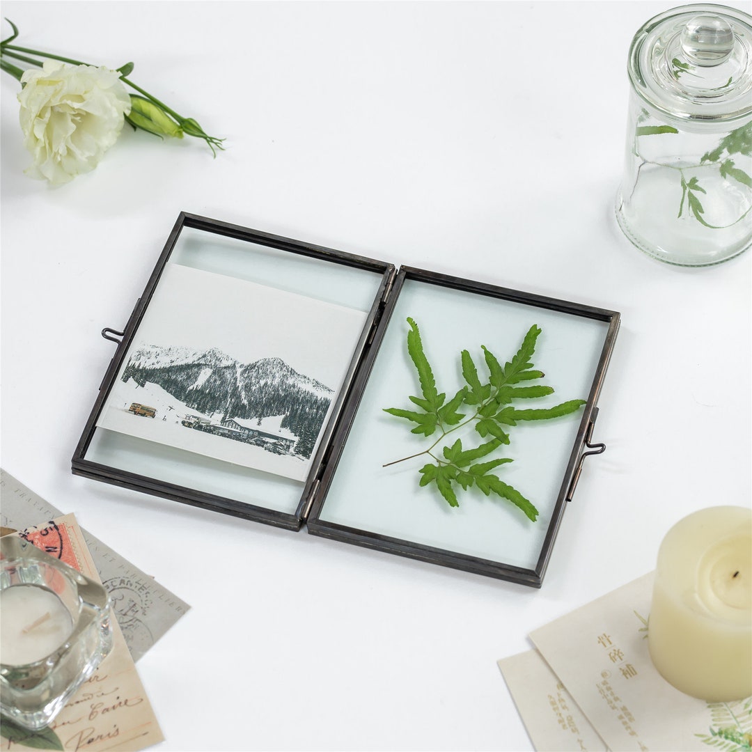 Wall Hanging Silver Long Octagon Herbarium Glass Frame for Pressed Flowers,  Dried Flowers, Poster, Double Glass, floating Frame 8x10