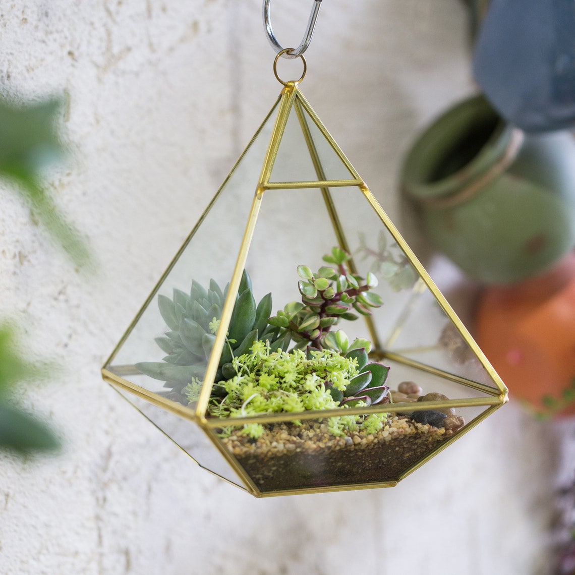 NCYP Geometric Glass Terrarium Pyramid Vertical Hanging Etsy UK