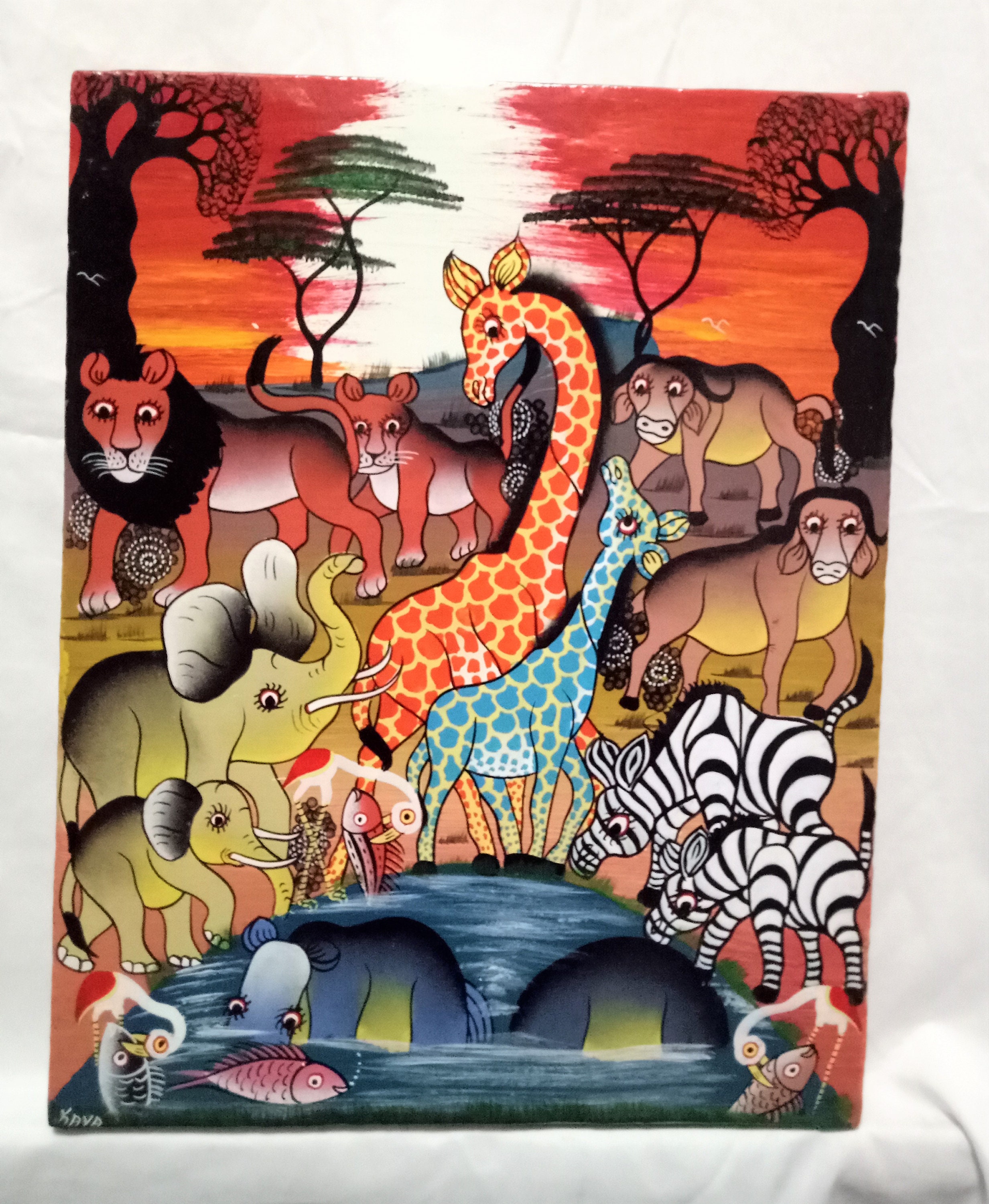 Nursery Animal Wall Art/tinga Tinga/african Painting/african Etsy