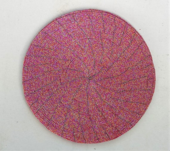 Pink Coloured Placemats Coaster Beaded Table Matset Of 6 Etsy