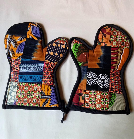 2 African Patchwork Oven Gloves Oven Mitsdouble Oven | Etsy
