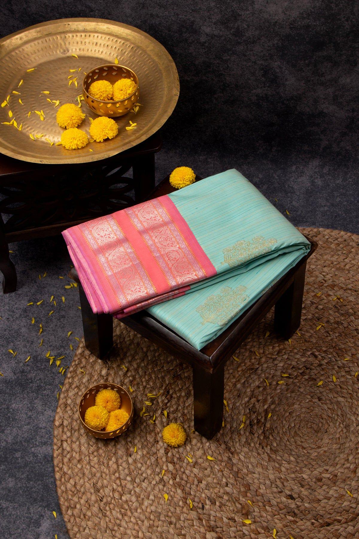 Authentic Pure zari mulberry silk Korvai Kanjivaram