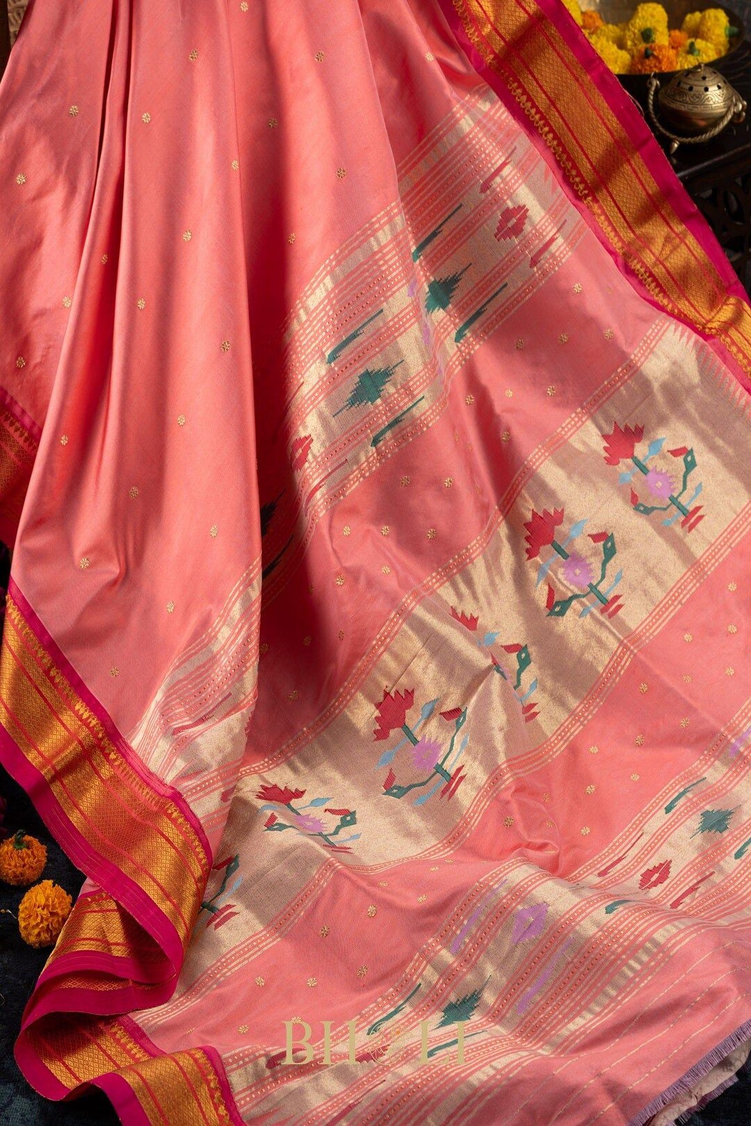 Handwoven Narali Paithani Pure Mulberry Silk Saree - Etsy