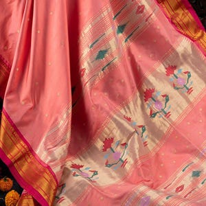 Handwoven narali paithani pure mulberry silk saree