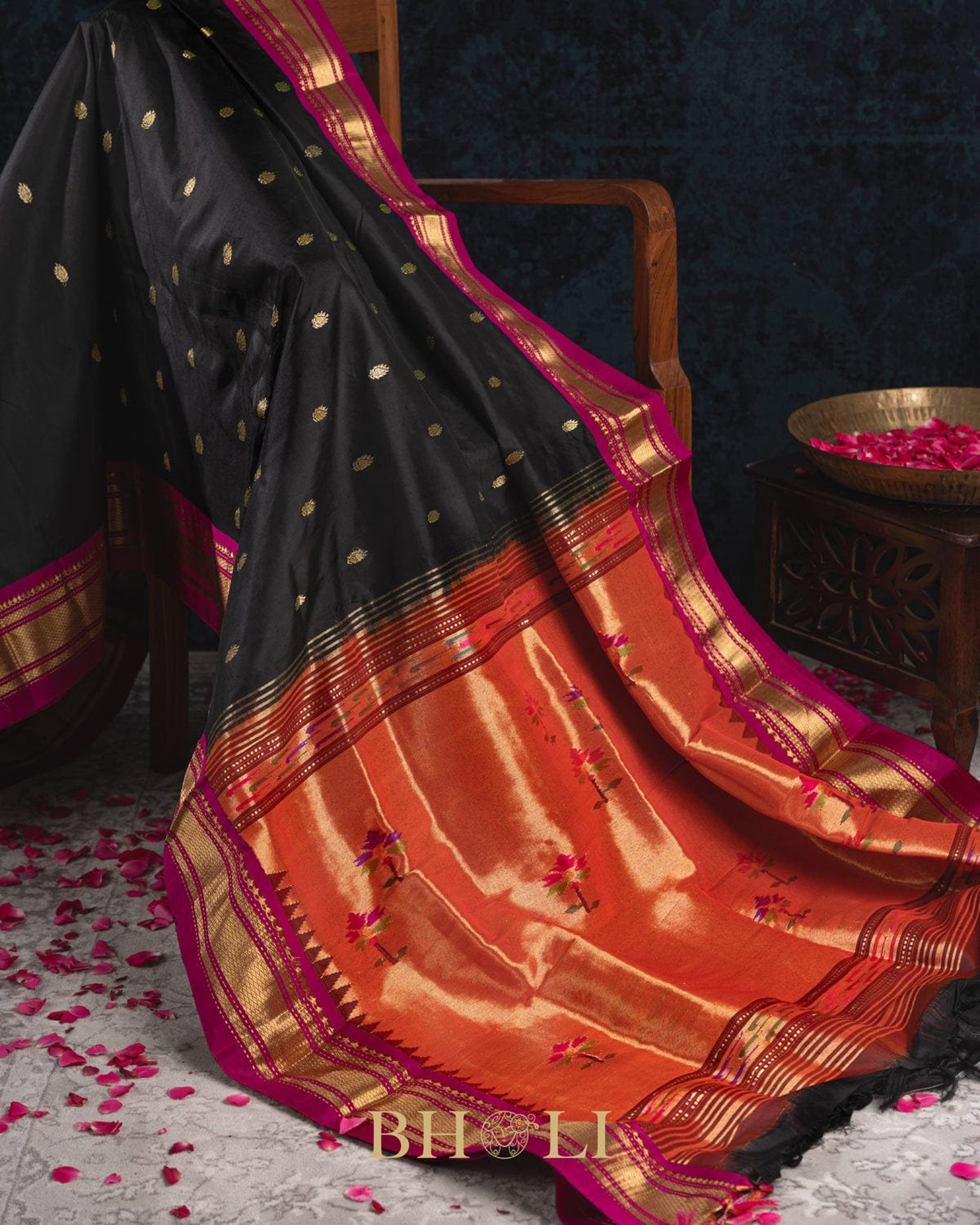 Handwoven Narali Kath Authentic Maharashtra Asawali Yeola Paithani - Etsy