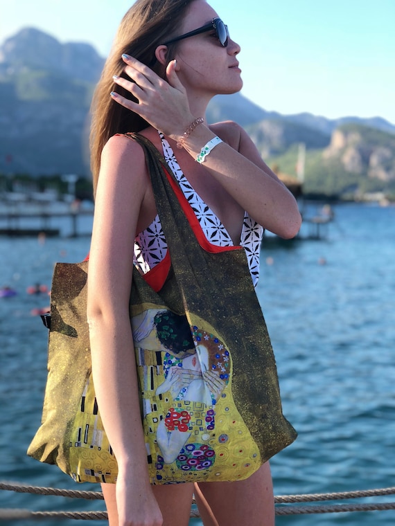 Gustav Klimt Tote Bag, Art Deco Print Gifts, French Art Tote Bag