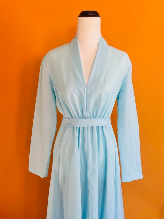 1970s Baby Blue Long Sleeve Gown Gem
