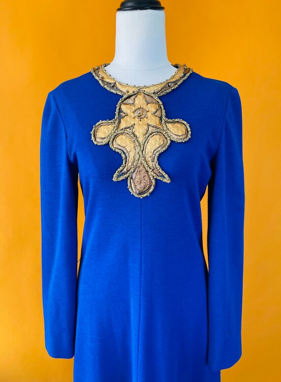 1970s Miss Dior Plunging Bright Maxi Dress