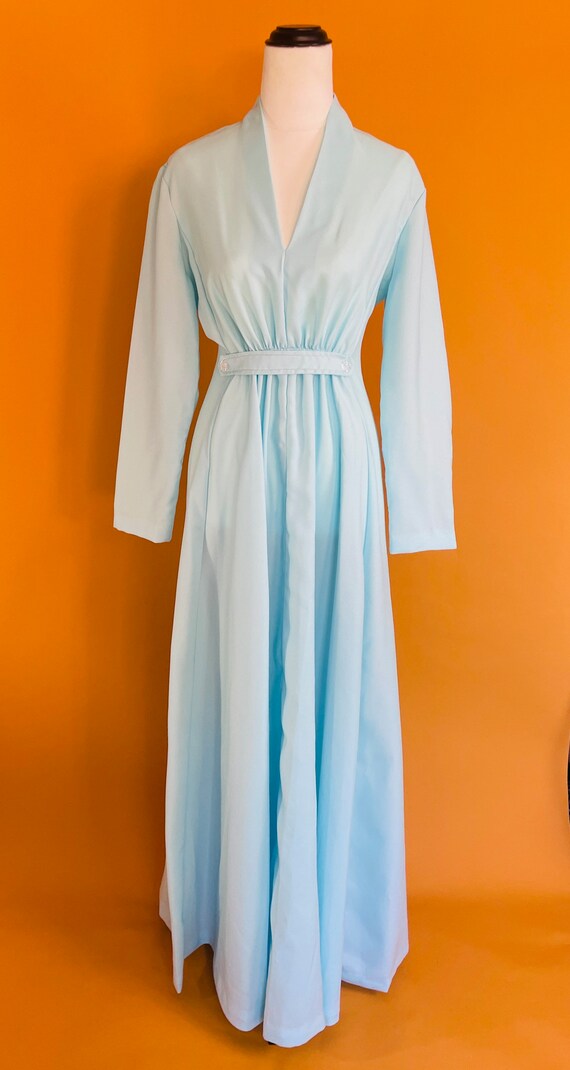 1970s Baby Blue Long Sleeve Gown Gem