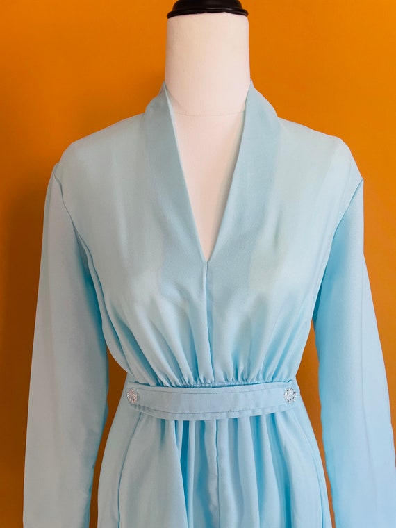 1970s Baby Blue Long Sleeve Gown Gem