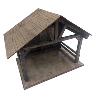 Wooden manger nativity